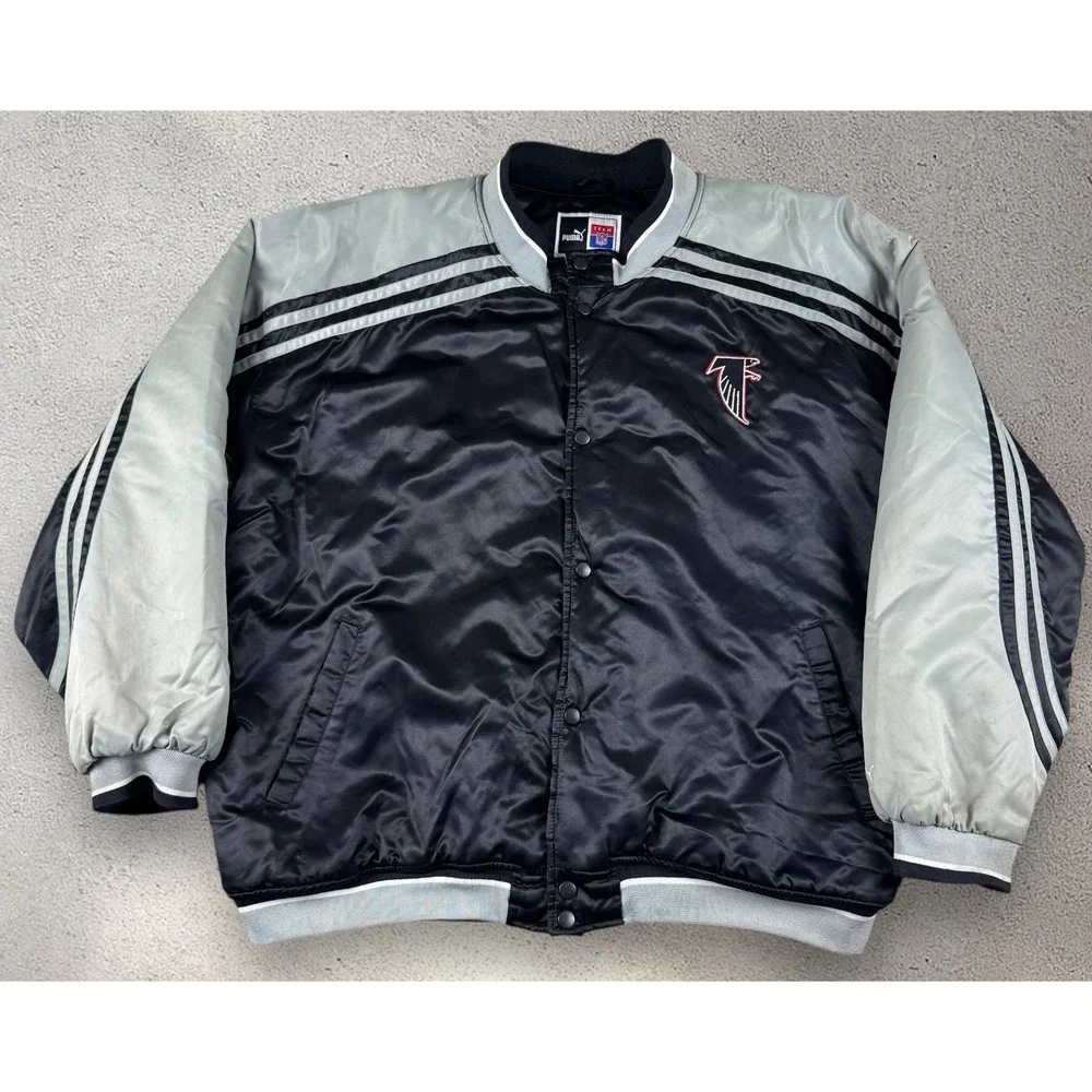 Vintage NFL Puma Atlanta Falcons Satin Bomber Jacket Men's‎ XXL Old Logo 90s